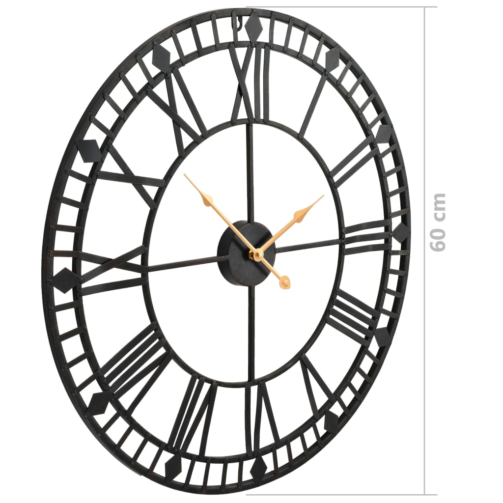 50645 vidaXL Vintage Wall Clock with Quartz Movement Metal 60 cm XXL