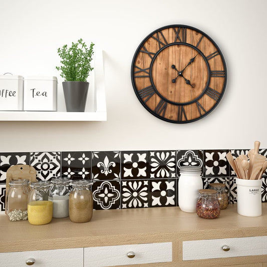 Wall Clock | Brown and black | Metal frame, wooden dial | 60cm XXL Wall Clock | Brown and black | Metal frame, wooden dial | 60cm XXL