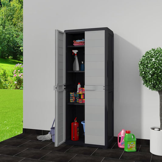 Garden Storage Cabinet with 3 Shelves Black and Grey Garden Storage Cabinet with 3 Shelves Black and Grey