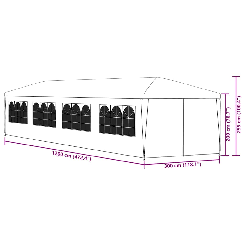 91429 vidaXL Garden Marquee 3x12 m White