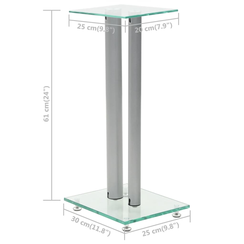 50674 vidaXL Speaker Stands 2 pcs Tempered Glass 2 Pillars Design Silver