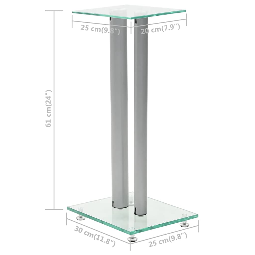 50674 vidaXL Speaker Stands 2 pcs Tempered Glass 2 Pillars Design Silver
