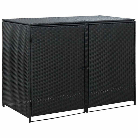 Double Wheelie Bin Shed Poly Rattan Black 148x80x111 cm Double Wheelie Bin Shed Poly Rattan Black 148x80x111 cm