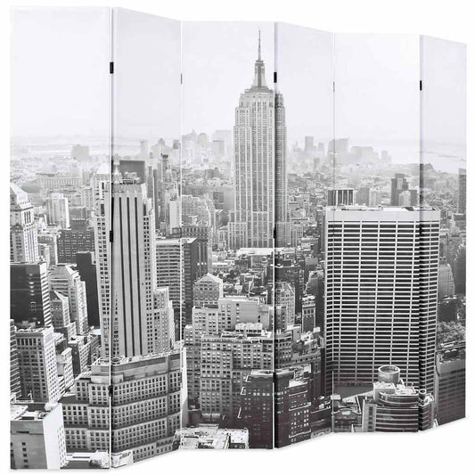 Folding Room Divider 228x170 cm New York by Day Black and White Folding Room Divider 228x170 cm New York by Day Black and White