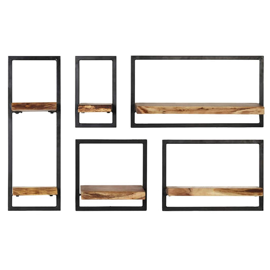 Wall Shelf Set 5 Pieces Solid Acacia Wood and Steel Wall Shelf Set 5 Pieces Solid Acacia Wood and Steel