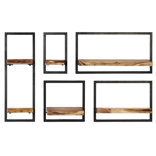 246014 vidaXL Wall Shelf Set 5 Pieces Solid Acacia Wood and Steel 246014 vidaXL Wall Shelf Set 5 Pieces Solid Acacia Wood and Steel
