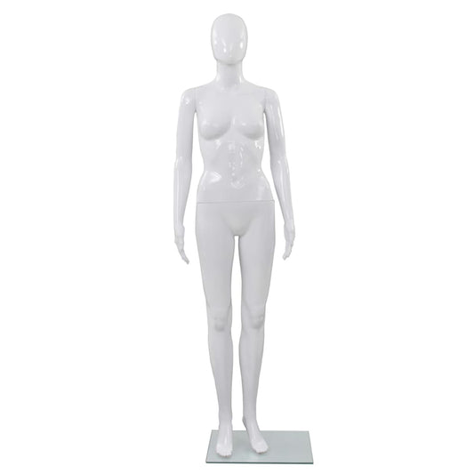 Full Body Female Mannequin with Glass Base Glossy White 175 cm Full Body Female Mannequin with Glass Base Glossy White 175 cm