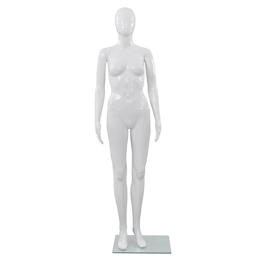 Full Body Female Mannequin with Glass Base Glossy White 175 cm Full Body Female Mannequin with Glass Base Glossy White 175 cm