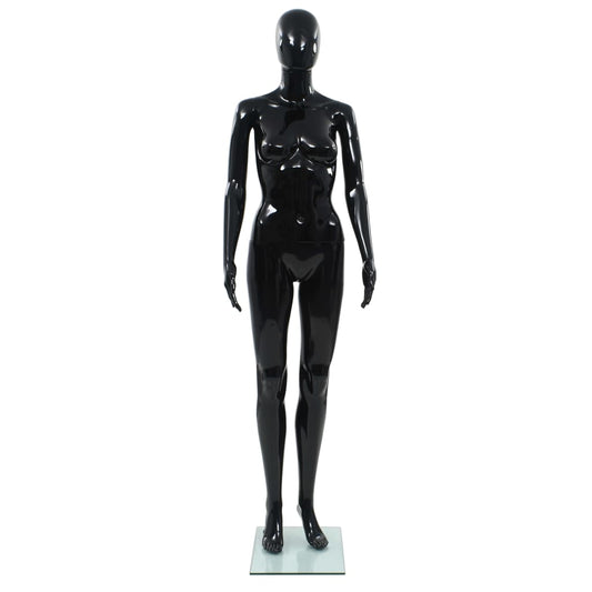 Full Body Female Mannequin with Glass Base Glossy Black 175 cm Full Body Female Mannequin with Glass Base Glossy Black 175 cm