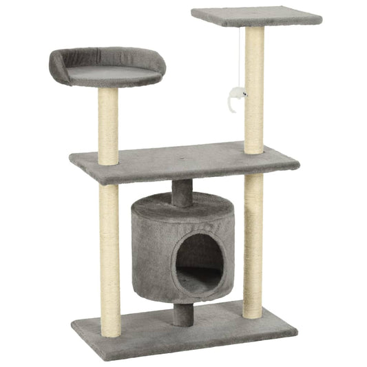 Cat Tree with Sisal Scratching Posts 95 cm Grey Cat Tree with Sisal Scratching Posts 95 cm Grey