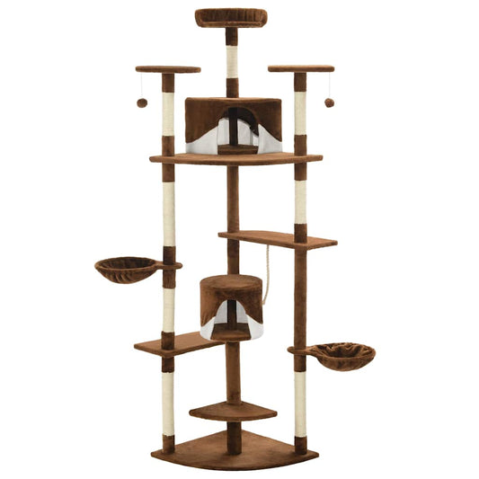 170528 vidaXL Cat Tree with Sisal Scratching Posts 203 cm Brown and White 170528 vidaXL Cat Tree with Sisal Scratching Posts 203 cm Brown and White