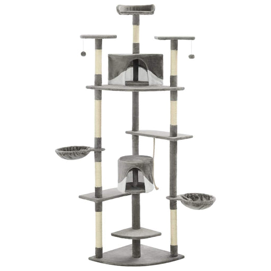 170529 vidaXL Cat Tree with Sisal Scratching Posts 203 cm Grey and White 170529 vidaXL Cat Tree with Sisal Scratching Posts 203 cm Grey and White