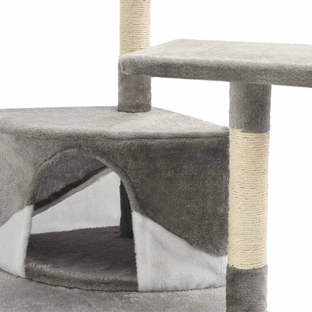 170529 vidaXL Cat Tree with Sisal Scratching Posts 203 cm Grey and White