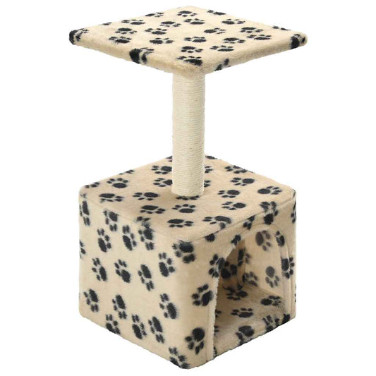 Cat Tree with Sisal Scratching Post 55 cm Beige Paw Print Cat Tree with Sisal Scratching Post 55 cm Beige Paw Print