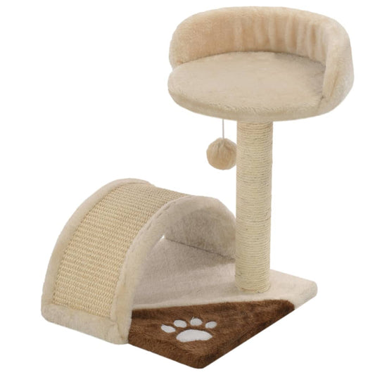 Cat Tree with Sisal Scratching Post 40 cm Beige and Brown Cat Tree with Sisal Scratching Post 40 cm Beige and Brown