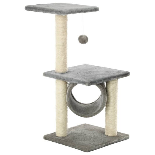 Cat Tree with Sisal Scratching Posts 65 cm Grey Cat Tree with Sisal Scratching Posts 65 cm Grey