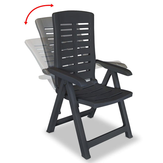 Reclining Chair | Set of 4 | Anthracite | Plastic | Standard | Foldable Reclining Chair | Set of 4 | Anthracite | Plastic | Standard | Foldable