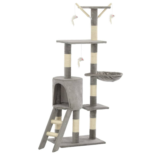 Cat Tree with Sisal Scratching Posts 138 cm Grey Cat Tree with Sisal Scratching Posts 138 cm Grey
