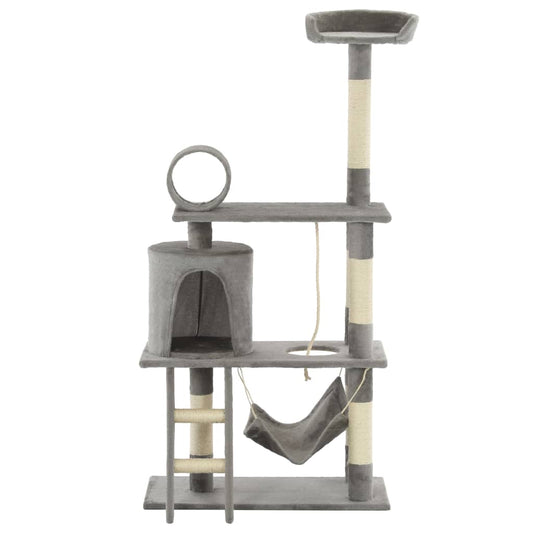 Cat Tree with Sisal Scratching Posts 140 cm Grey Cat Tree with Sisal Scratching Posts 140 cm Grey