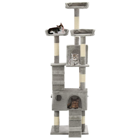 Cat Tree with Sisal Scratching Posts 170 cm Grey Cat Tree with Sisal Scratching Posts 170 cm Grey