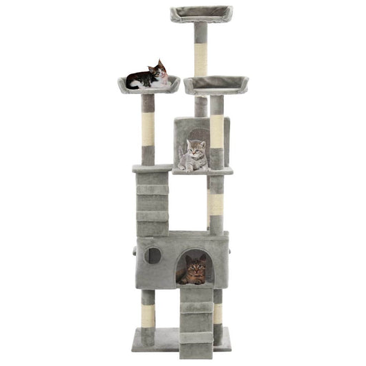 170612 vidaXL Cat Tree with Sisal Scratching Posts 170 cm Grey 170612 vidaXL Cat Tree with Sisal Scratching Posts 170 cm Grey