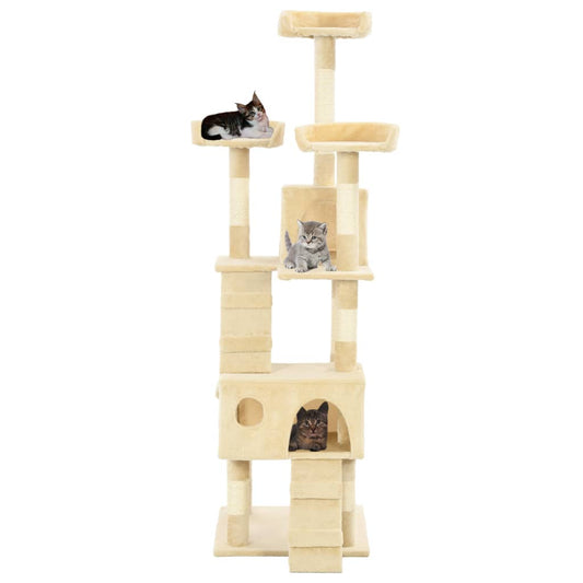 Cat Tree with Sisal Scratching Posts 170 cm Beige Cat Tree with Sisal Scratching Posts 170 cm Beige