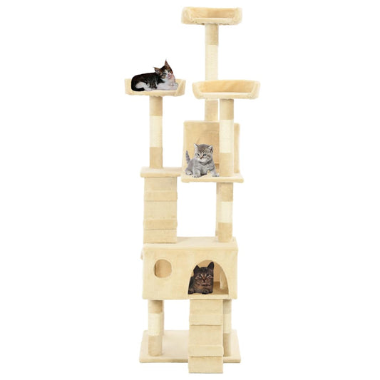 170614 vidaXL Cat Tree with Sisal Scratching Posts 170 cm Beige 170614 vidaXL Cat Tree with Sisal Scratching Posts 170 cm Beige