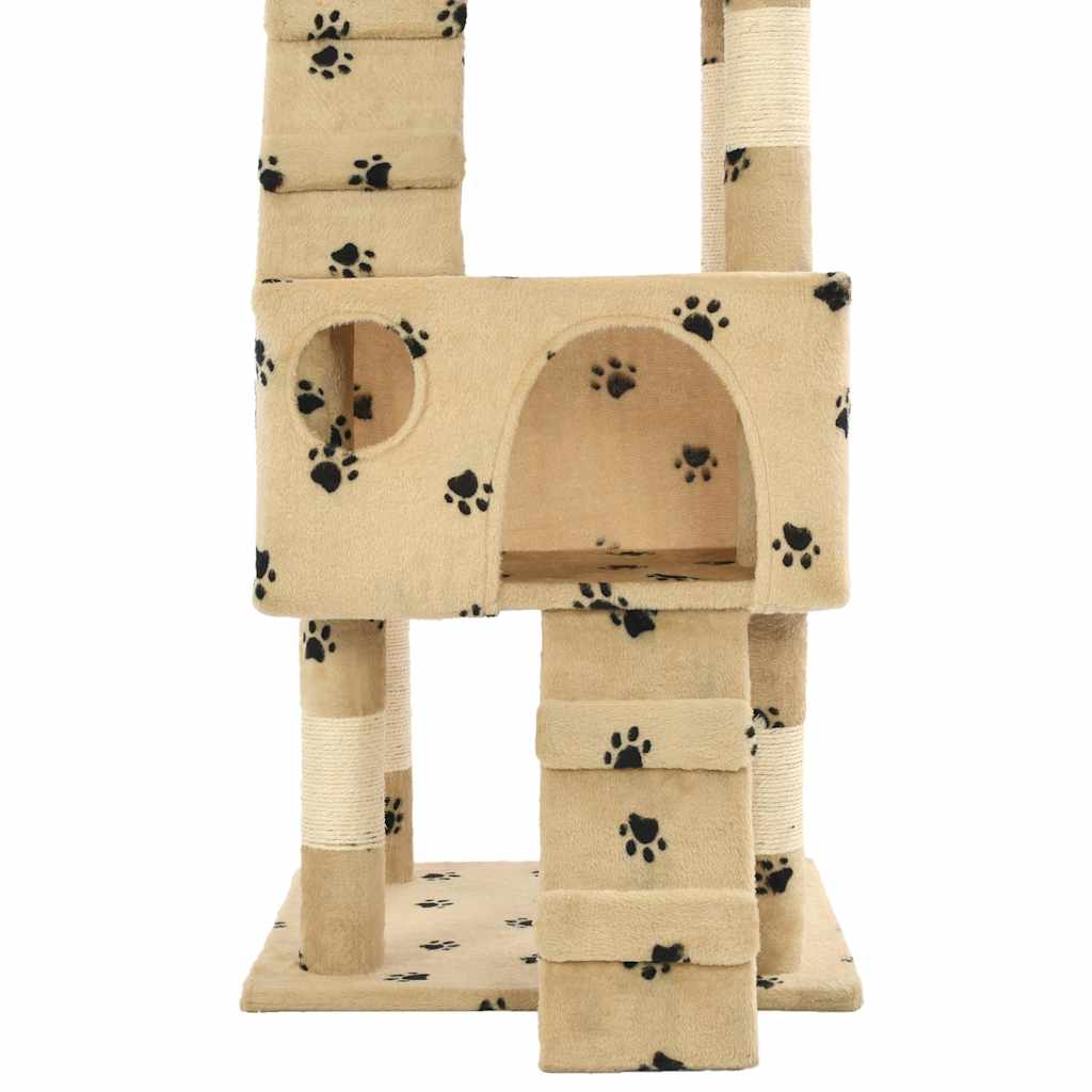 170615 vidaXL Cat Tree with Sisal Scratching Posts 170 cm Paw Prints Beige
