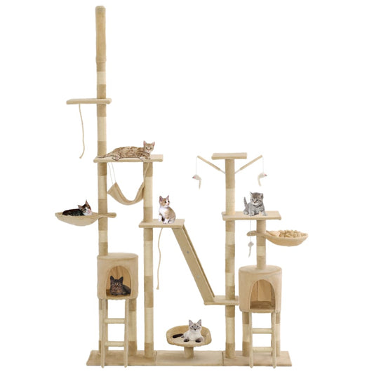170619 vidaXL Cat Tree with Sisal Scratching Posts 230-250 cm Beige 170619 vidaXL Cat Tree with Sisal Scratching Posts 230-250 cm Beige