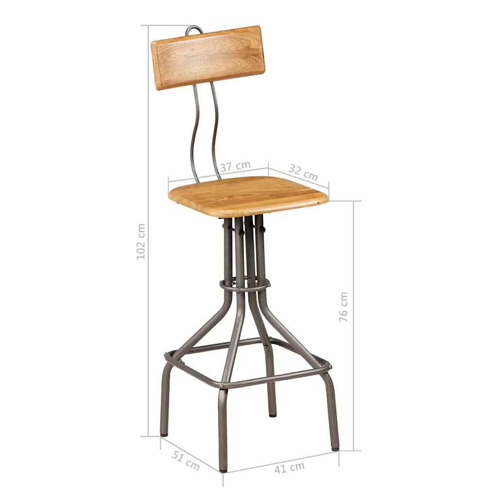Bar Stools 2 pcs Solid Reclaimed Teak Wood