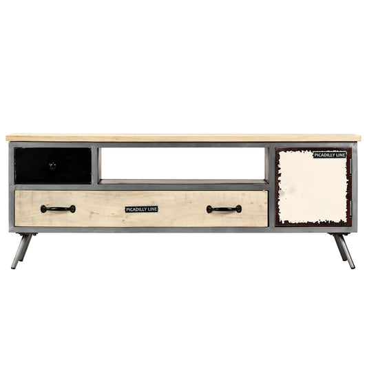 246282 vidaXL TV Cabinet Solid Mango Wood and Steel 120x30x45 cm 246282 vidaXL TV Cabinet Solid Mango Wood and Steel 120x30x45 cm