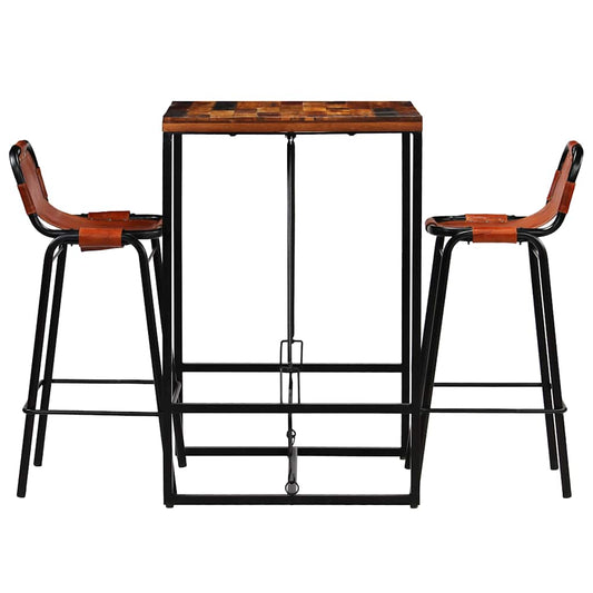 246286 vidaXL Bar Set 3 Pieces Solid Reclaimed Wood and Genuine Goat Leather 246286 vidaXL Bar Set 3 Pieces Solid Reclaimed Wood and Genuine Goat Leather
