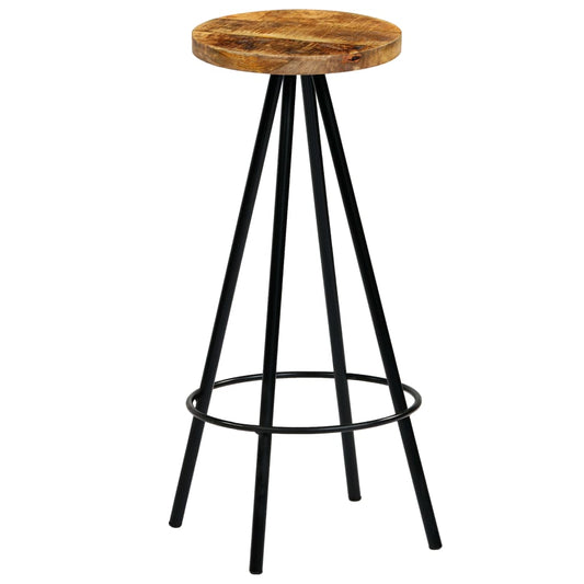 Bar Stool | Set of 2 | Natural wood and black Bar Stool | Set of 2 | Natural wood and black