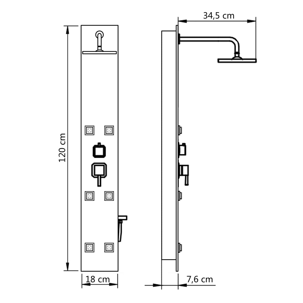 142991 vidaXL Shower Panel Unit Glass 18x42,1x120 cm Black