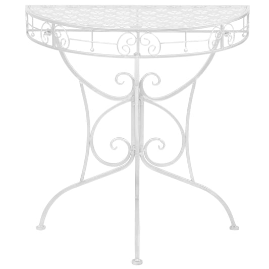 Side Table Vintage Style Half Round Metal 72x36x74 cm Silver Side Table Vintage Style Half Round Metal 72x36x74 cm Silver