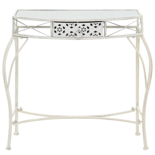 Side Table | White | Metal Frame | 82x39x76cm | Decorative Inlays Side Table | White | Metal Frame | 82x39x76cm | Decorative Inlays