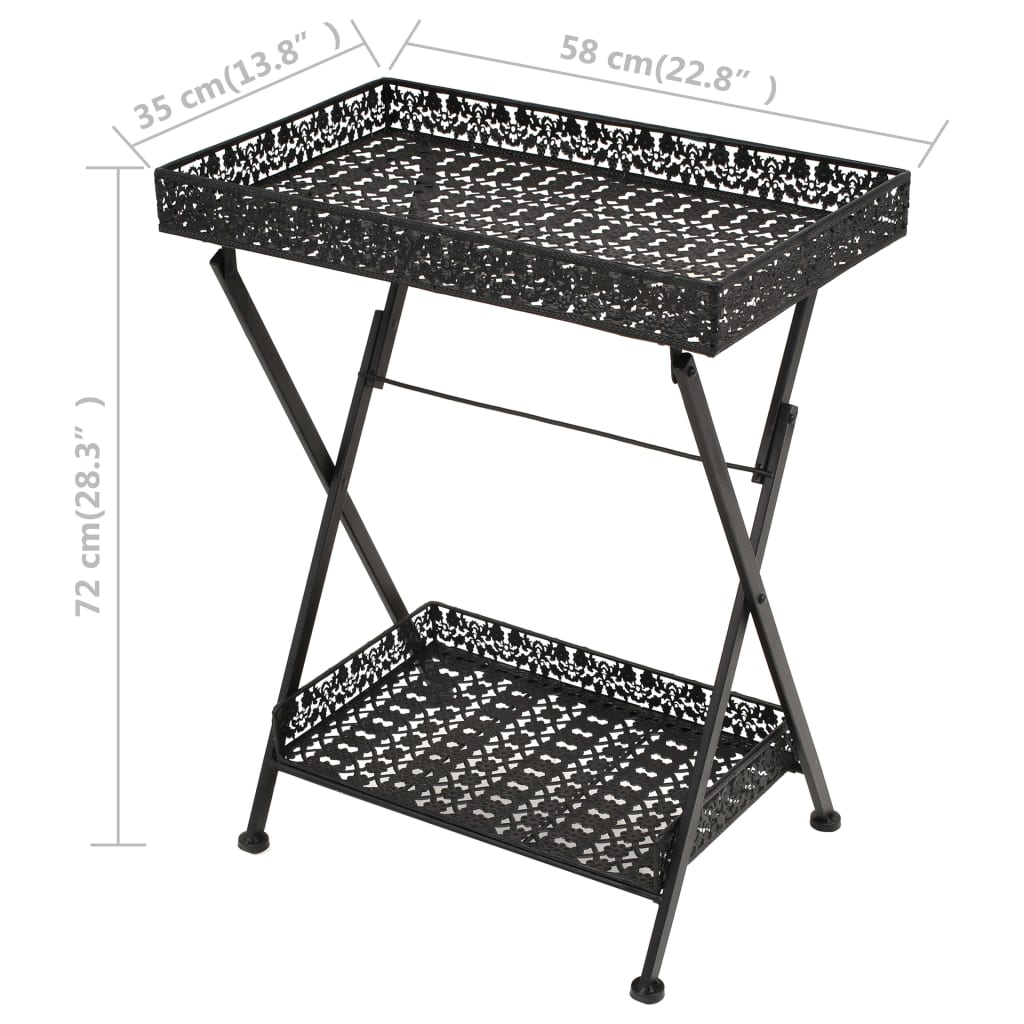 245941 vidaXL Folding Tea Table Vintage Style Metal 58x35x72 cm Black