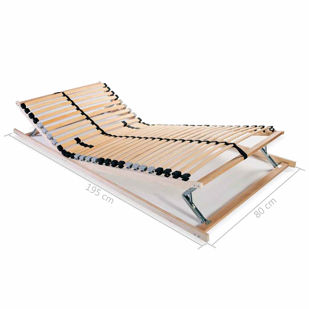 Slatted Bed Base without Mattress with 28 Slats 7 Zones 80x200 cm