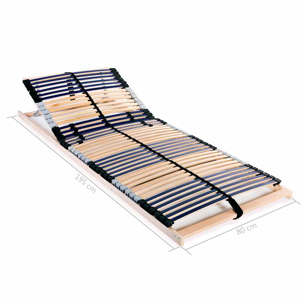 Slatted Bed Base without Mattress with 42 Slats 7 Zones 80x200 cm