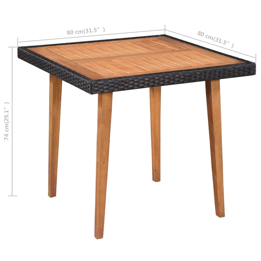 Dining Set | Black and brown | PE rattan, solid acacia wood | Medium