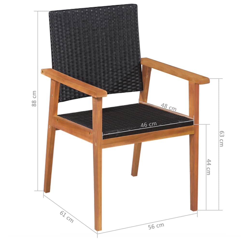 44075 vidaXL 5 Piece Outdoor Dining Set Poly Rattan Black and Brown