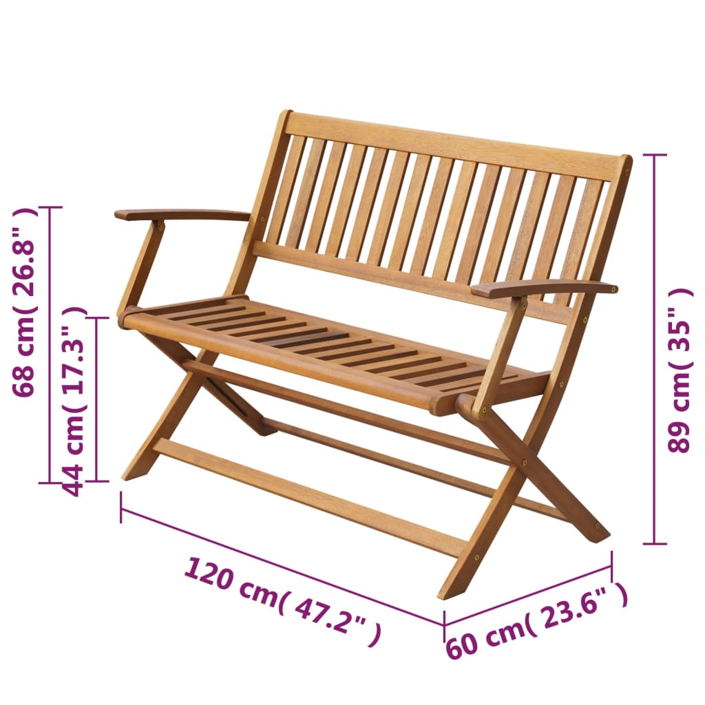 Garden Bench | Natural Wood Brown | Solid Acacia Wood | Standard