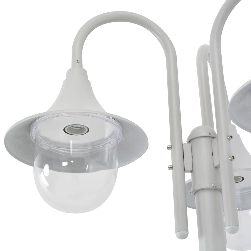 44206 vidaXL Garden Post Light E27 220 cm Aluminium 3-Lantern White