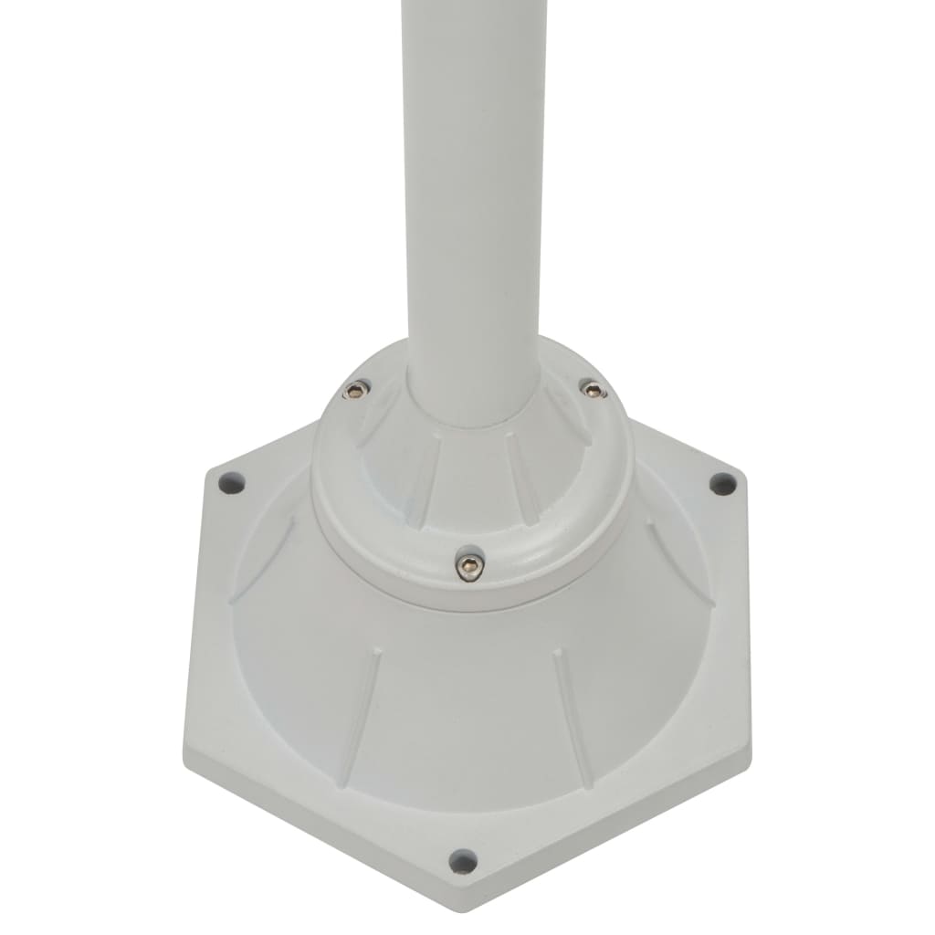 Garden Post Light E27 220 cm Aluminium 2-Lantern White