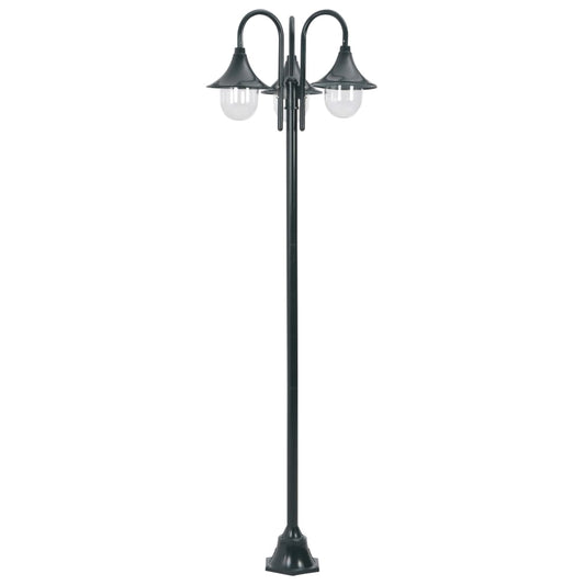 Garden Post Light E27 220 cm Aluminium 3-Lantern Dark Green Garden Post Light E27 220 cm Aluminium 3-Lantern Dark Green
