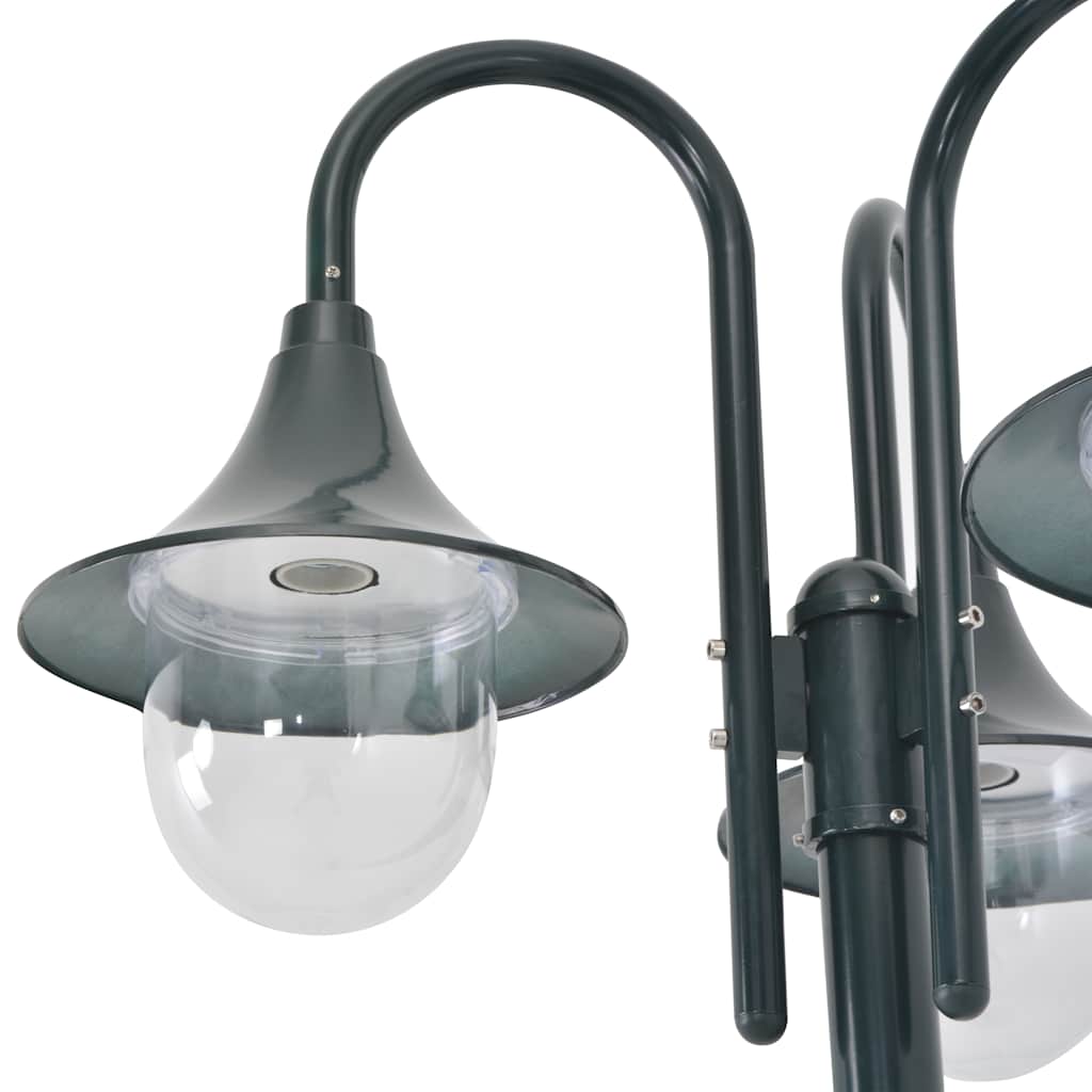 44216 vidaXL Garden Post Light E27 220 cm Aluminium 3-Lantern Dark Green