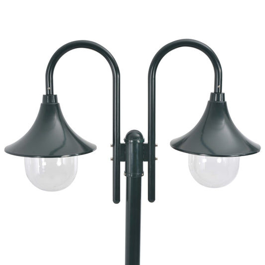 Garden Post Light E27 220 cm Aluminium 2-Lantern Dark Green Garden Post Light E27 220 cm Aluminium 2-Lantern Dark Green