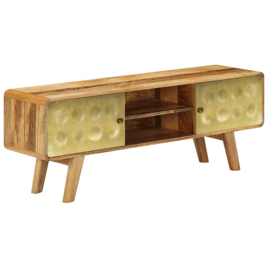 TV Cabinet | Natural Mango Wood with Gold Print | Solid Mango Wood TV Cabinet | Natural Mango Wood with Gold Print | Solid Mango Wood