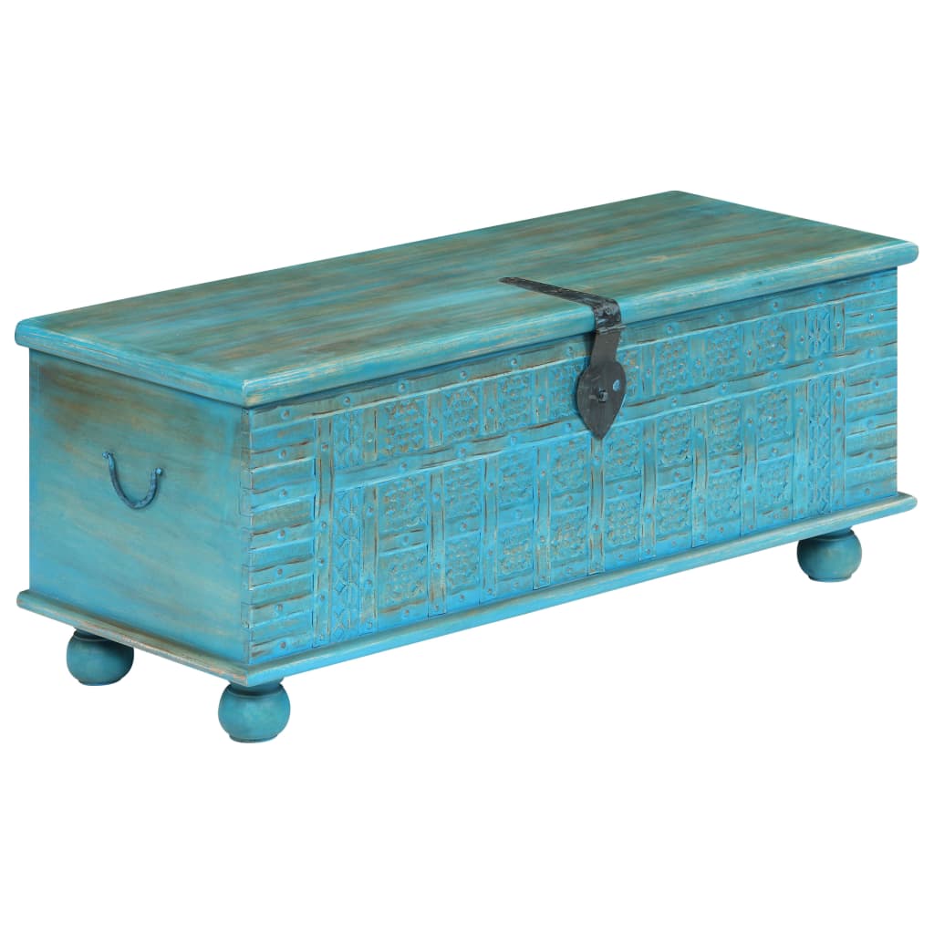 Storage Chest | Blue | Solid Mango Wood | 100 cm x 40 cm x 41 cm