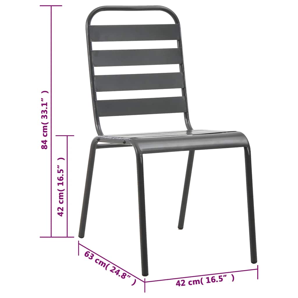 44263 vidaXL 7 Piece Outdoor Dining Set Steel Dark Grey